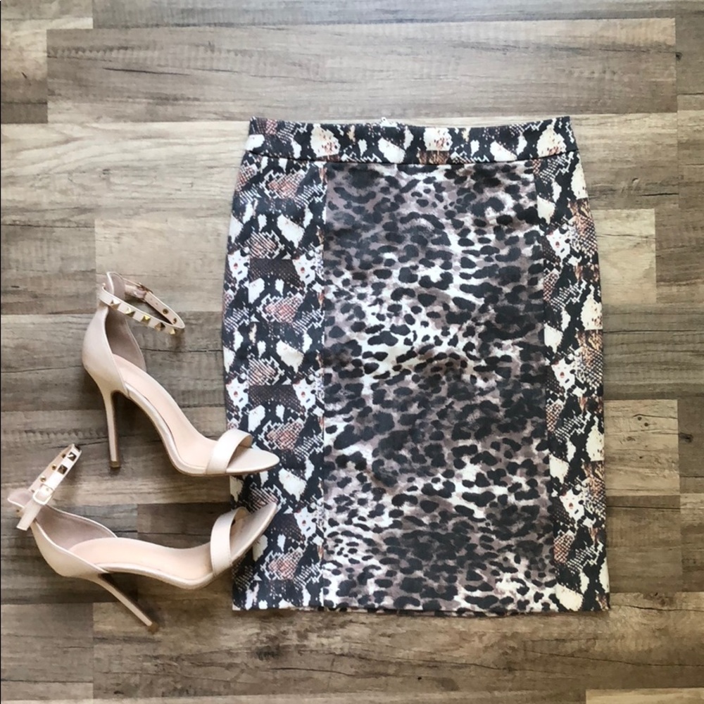 H&M leopard/snake print skirt